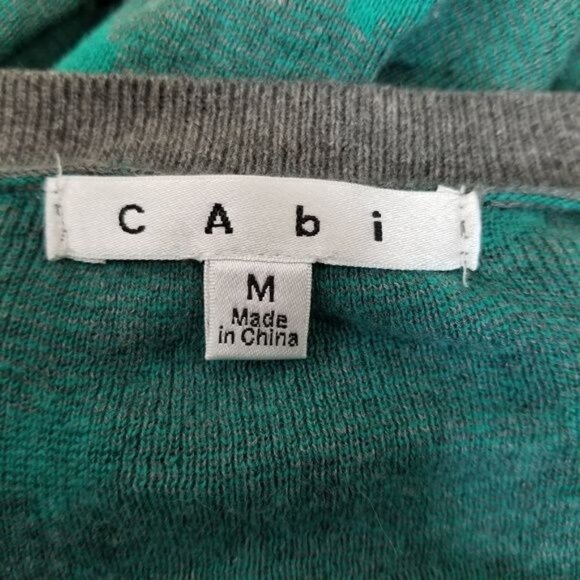 CAbi M Cardigan Sweater Green Polka Dot Gray 903 - Picture 4 of 7